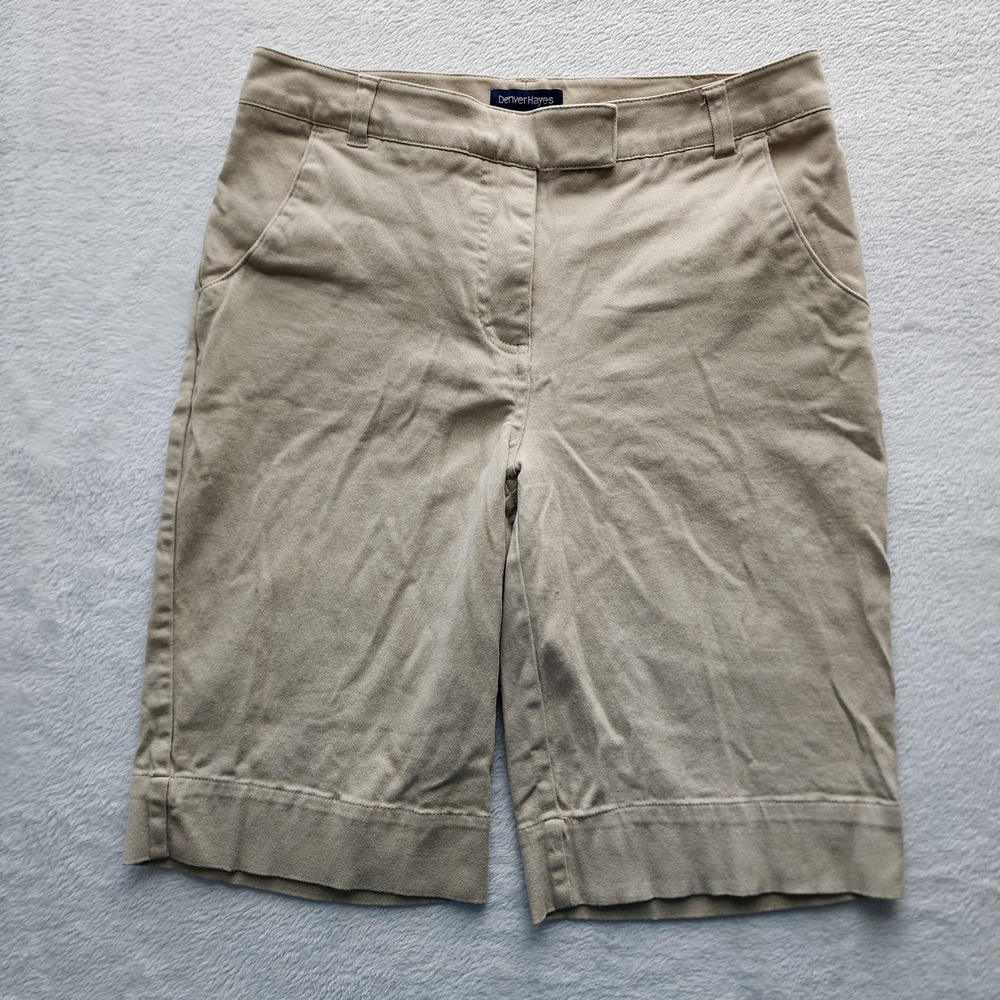 Denver Hayes Chino Shorts Womens 6 Tan Cotton Spandex Casual Classic Preppy 29"W